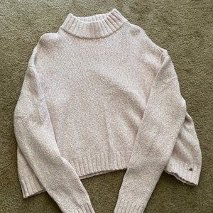 Cropped, turtleneck, blush sweater